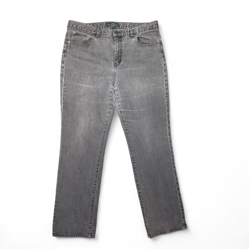 Lauren Ralph Lauren Jeans Womens 14 Faded Black Straight Leg High Rise 35x30